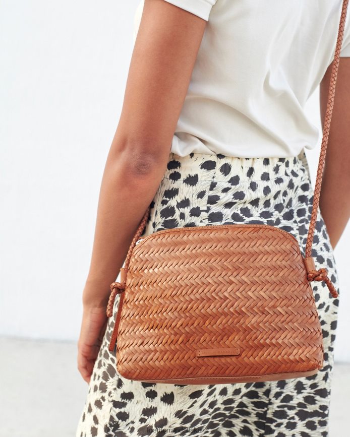 Kvinder Loeffler Randall mallory brun vævet crossbody tømmer poser P64XZ4324