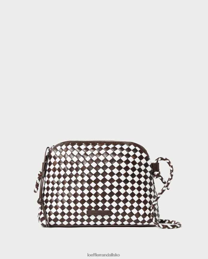 Kvinder Loeffler Randall mallory vævet crossbody chokolade/hvid poser P64XZ4332