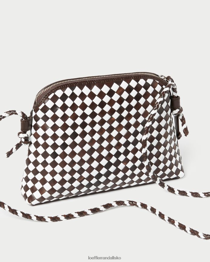 Kvinder Loeffler Randall mallory vævet crossbody chokolade/hvid poser P64XZ4332
