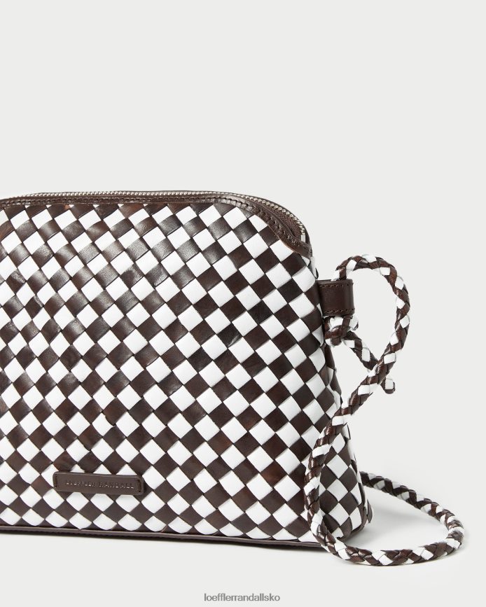 Kvinder Loeffler Randall mallory vævet crossbody chokolade/hvid poser P64XZ4332