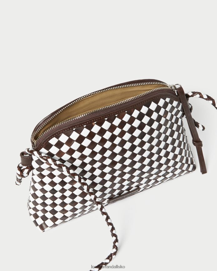 Kvinder Loeffler Randall mallory vævet crossbody chokolade/hvid poser P64XZ4332