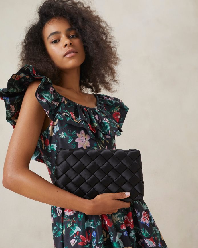 Kvinder Loeffler Randall aviva vævet puff clutch sort poser P64XZ4355