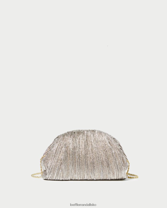 Kvinder Loeffler Randall bailey plisseret kuppel clutch champagne poser P64XZ4386