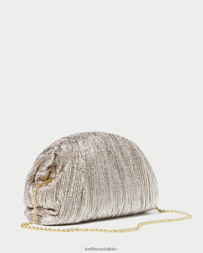 Kvinder Loeffler Randall bailey plisseret kuppel clutch champagne poser P64XZ4386