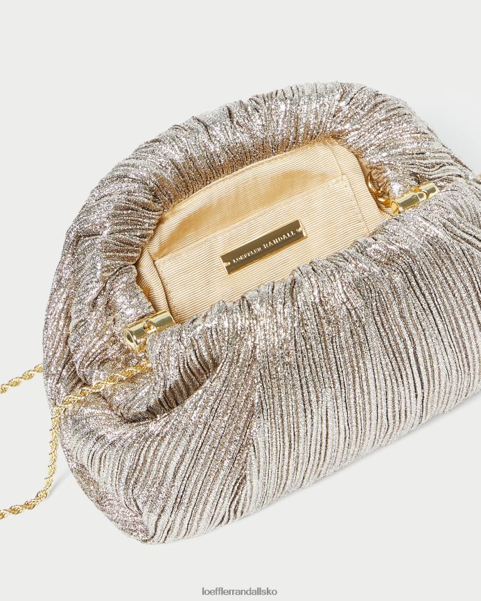 Kvinder Loeffler Randall bailey plisseret kuppel clutch champagne poser P64XZ4386