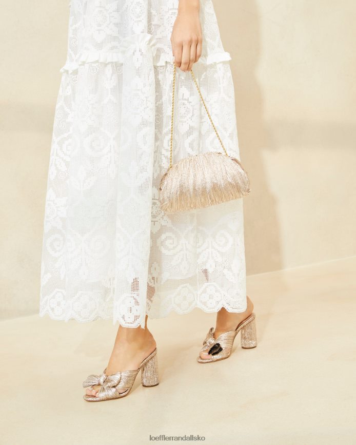 Kvinder Loeffler Randall bailey plisseret kuppel clutch champagne poser P64XZ4386