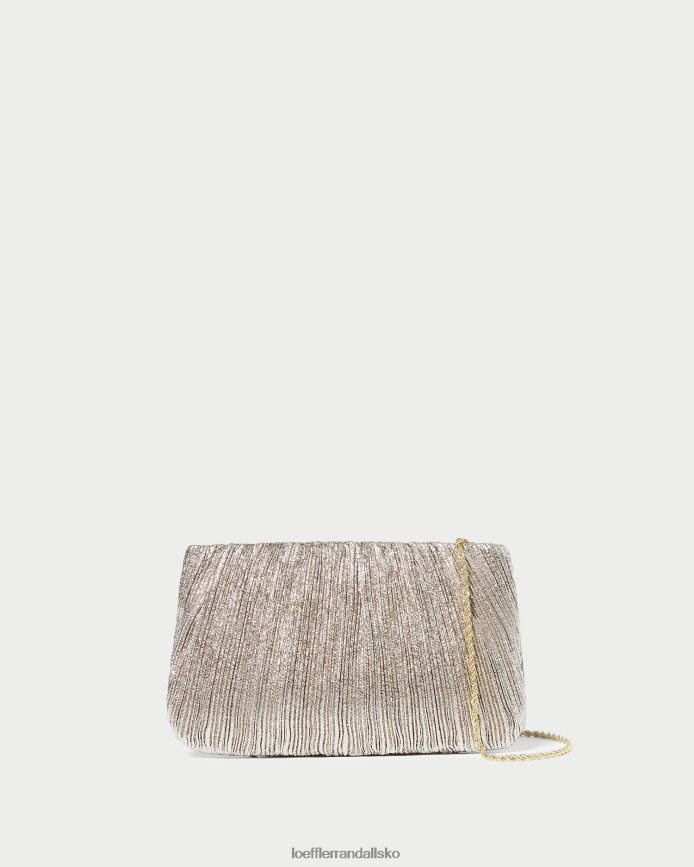 Kvinder Loeffler Randall brit flad plisseret clutch champagne poser P64XZ4393