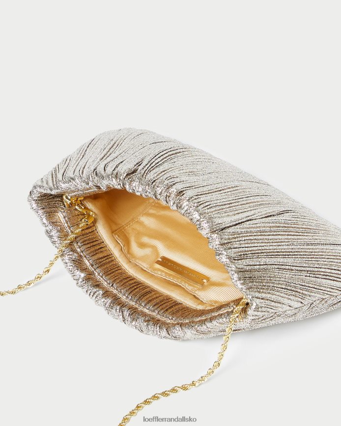Kvinder Loeffler Randall brit flad plisseret clutch champagne poser P64XZ4393