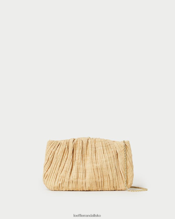 Kvinder Loeffler Randall brit flad plisseret clutch naturlig poser P64XZ4368