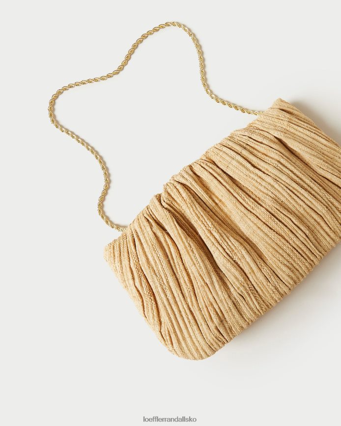 Kvinder Loeffler Randall brit flad plisseret clutch naturlig poser P64XZ4368