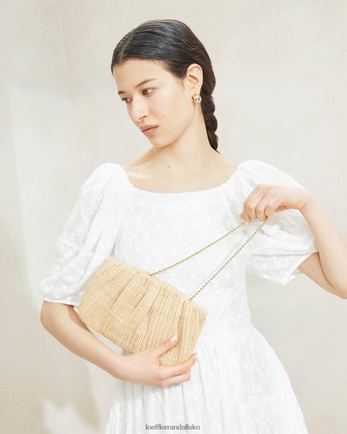 Kvinder Loeffler Randall brit flad plisseret clutch naturlig poser P64XZ4368