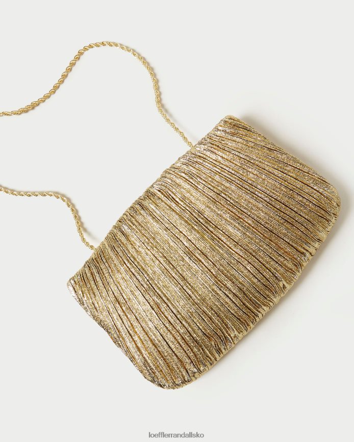 Kvinder Loeffler Randall brit flad plisseret clutch oro poser P64XZ4376