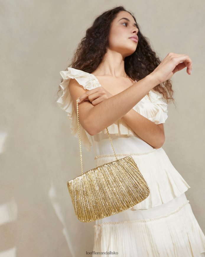 Kvinder Loeffler Randall brit flad plisseret clutch oro poser P64XZ4376