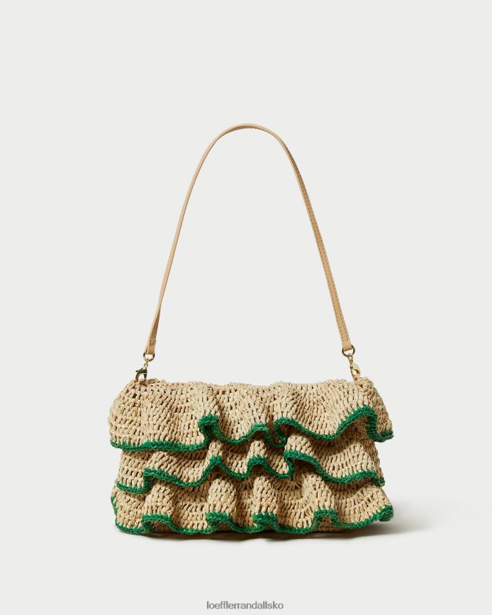 Kvinder Loeffler Randall odette flæse clutch naturlig/grøn poser P64XZ4373