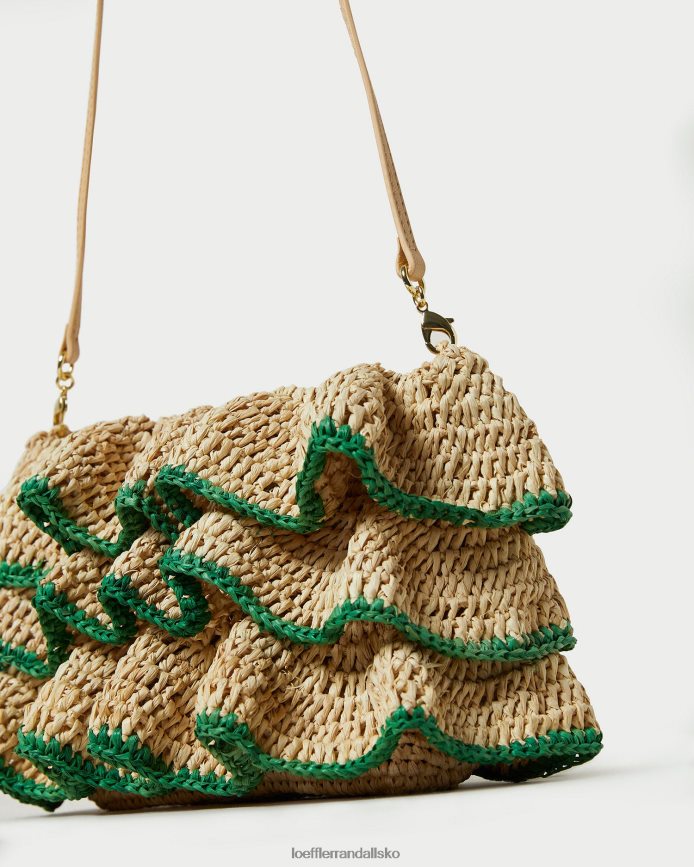 Kvinder Loeffler Randall odette flæse clutch naturlig/grøn poser P64XZ4373