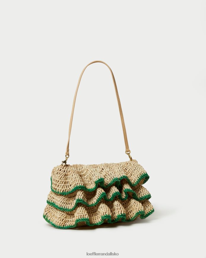 Kvinder Loeffler Randall odette flæse clutch naturlig/grøn poser P64XZ4373