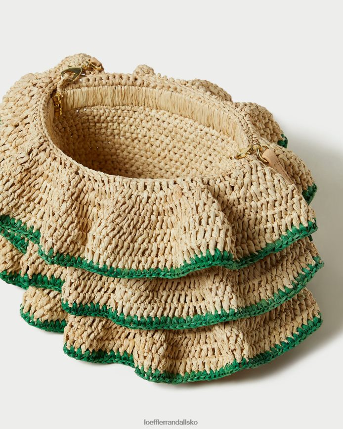Kvinder Loeffler Randall odette flæse clutch naturlig/grøn poser P64XZ4373