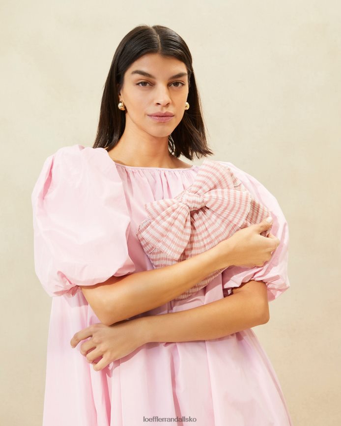 Kvinder Loeffler Randall rayne bue clutch blød pink gingham poser P64XZ4380