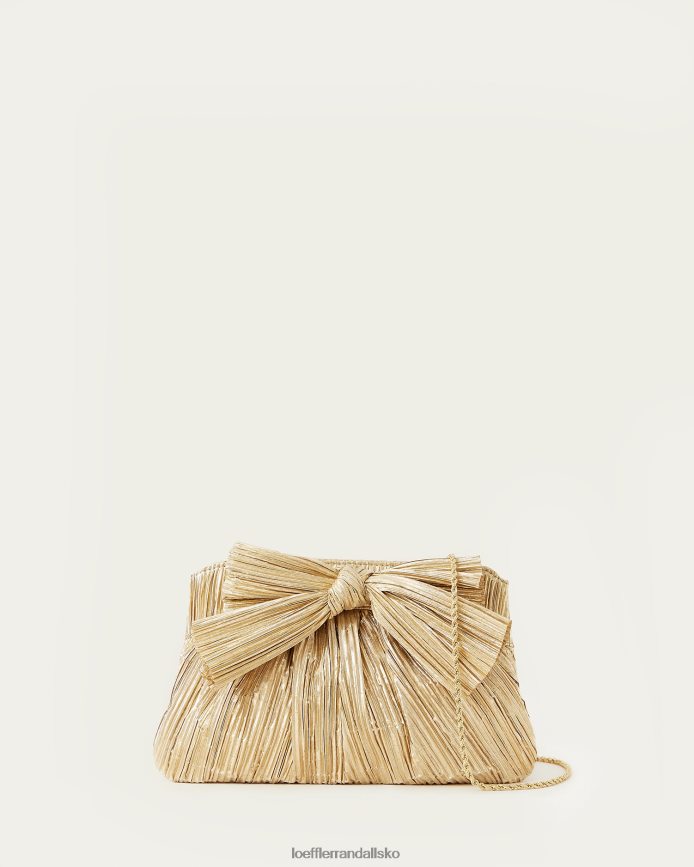 Kvinder Loeffler Randall rayne bue clutch guld poser P64XZ4333
