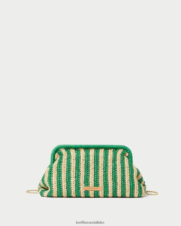 Kvinder Loeffler Randall trudie rammekobling naturlig/grøn stribe poser P64XZ4391