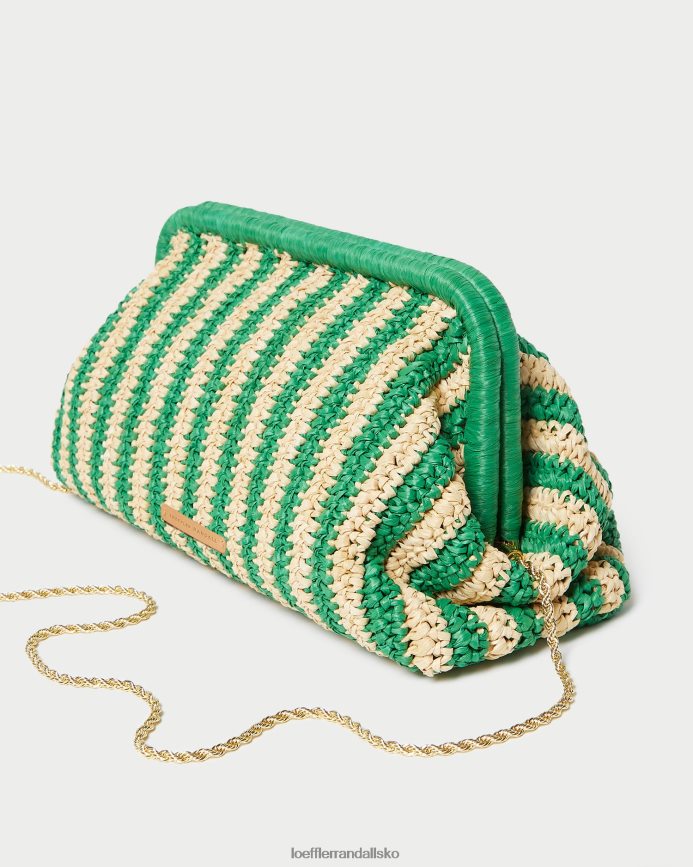 Kvinder Loeffler Randall trudie rammekobling naturlig/grøn stribe poser P64XZ4391