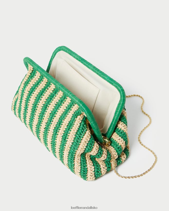 Kvinder Loeffler Randall trudie rammekobling naturlig/grøn stribe poser P64XZ4391