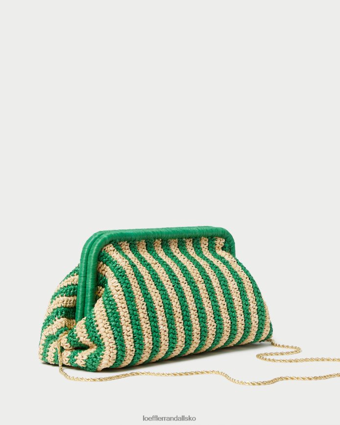 Kvinder Loeffler Randall trudie rammekobling naturlig/grøn stribe poser P64XZ4391