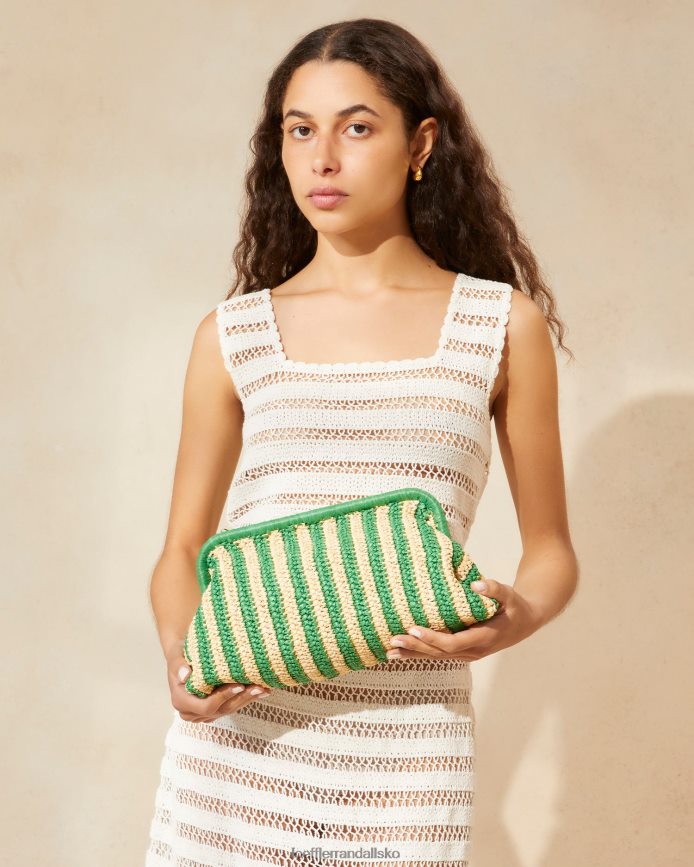 Kvinder Loeffler Randall trudie rammekobling naturlig/grøn stribe poser P64XZ4391