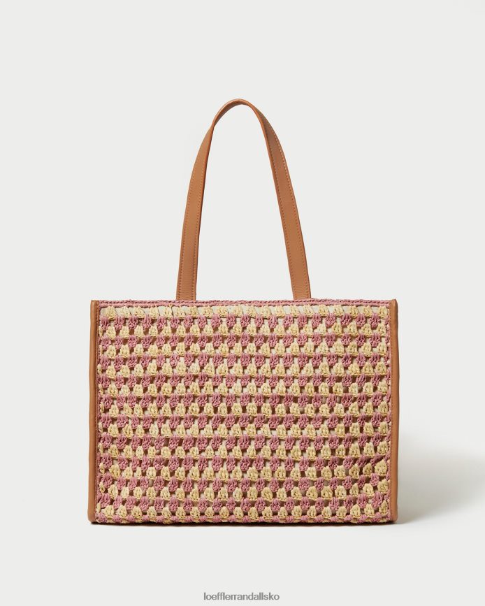 Kvinder Loeffler Randall pia hæklet tote naturlig/pink/honning poser P64XZ4315
