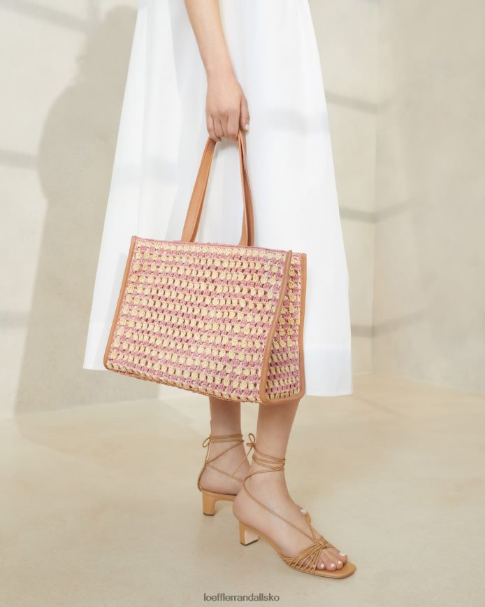 Kvinder Loeffler Randall pia hæklet tote naturlig/pink/honning poser P64XZ4315
