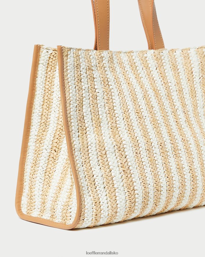 Kvinder Loeffler Randall pia naturlig hæklet tote hvid/naturlig stribe poser P64XZ4323