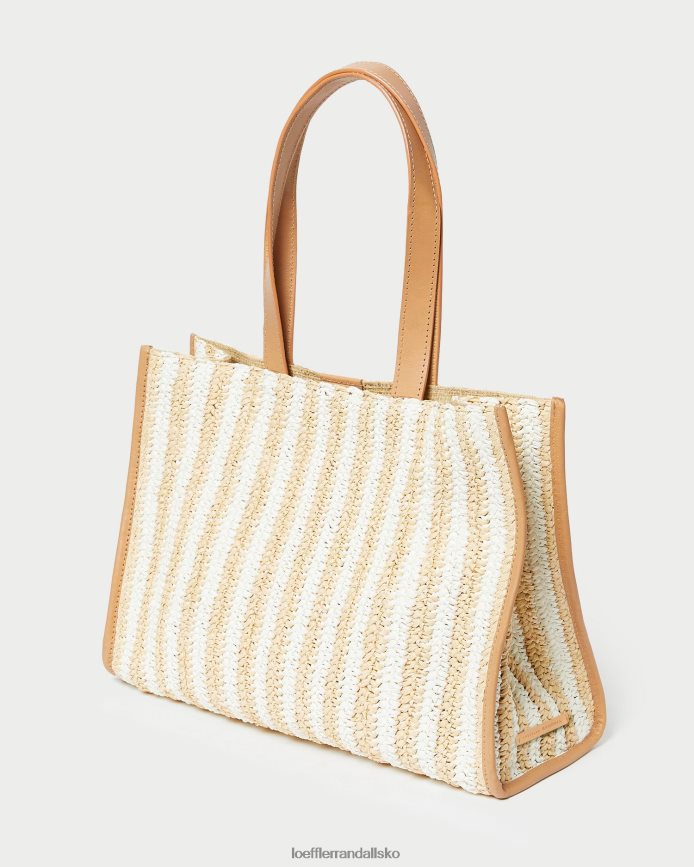 Kvinder Loeffler Randall pia naturlig hæklet tote hvid/naturlig stribe poser P64XZ4323