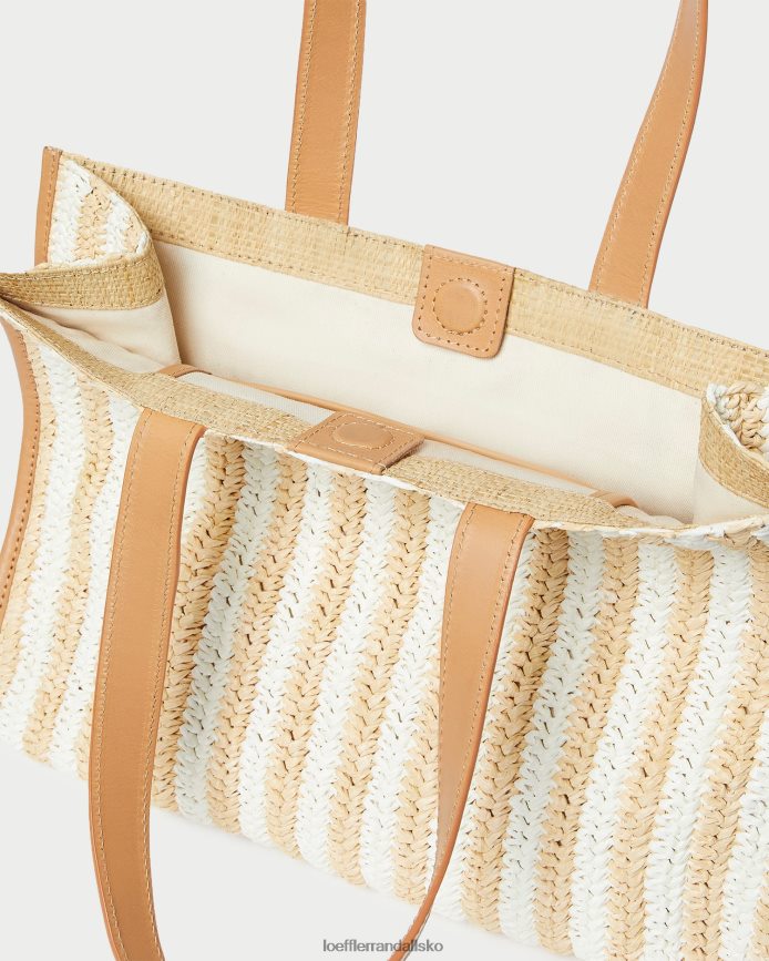 Kvinder Loeffler Randall pia naturlig hæklet tote hvid/naturlig stribe poser P64XZ4323