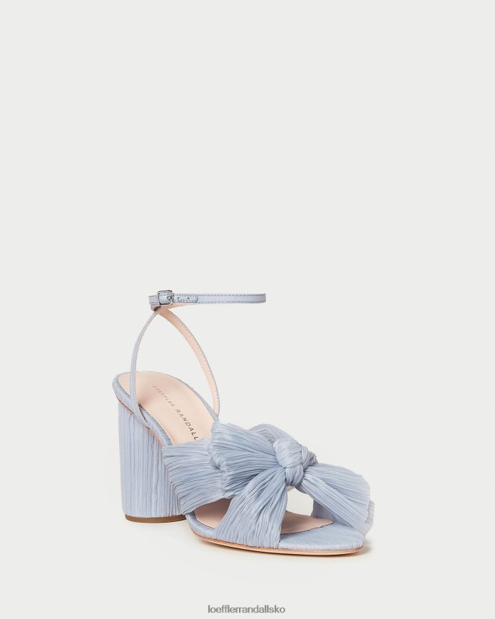 Kvinder Loeffler Randall camellia plisseret sløjfehæl blå sko P64XZ47