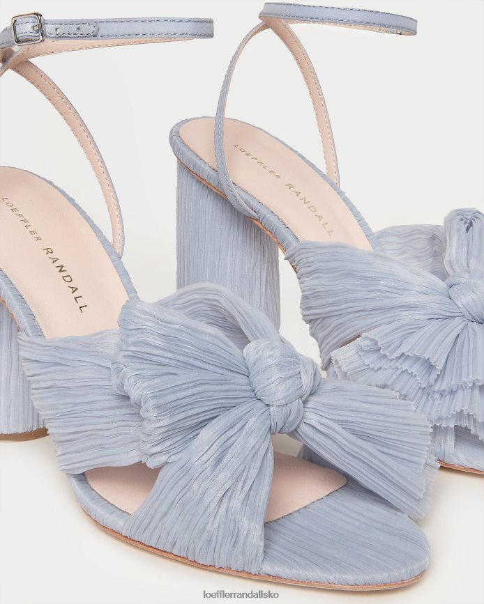 Kvinder Loeffler Randall camellia plisseret sløjfehæl blå sko P64XZ47