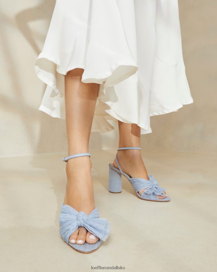 Kvinder Loeffler Randall camellia plisseret sløjfehæl blå sko P64XZ47