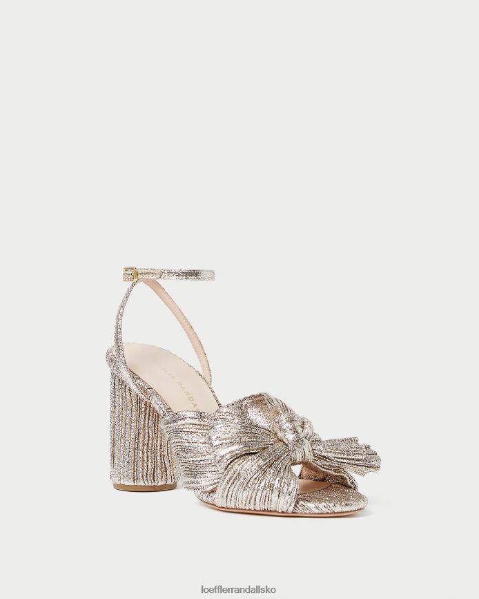 Kvinder Loeffler Randall camellia plisseret sløjfehæl champagne sko P64XZ464