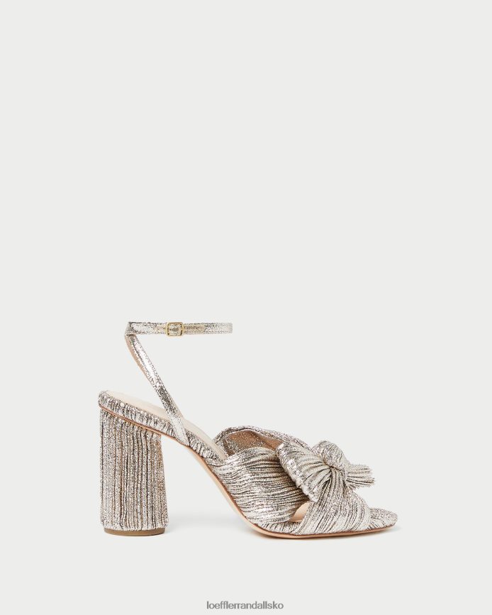 Kvinder Loeffler Randall camellia plisseret sløjfehæl champagne sko P64XZ464