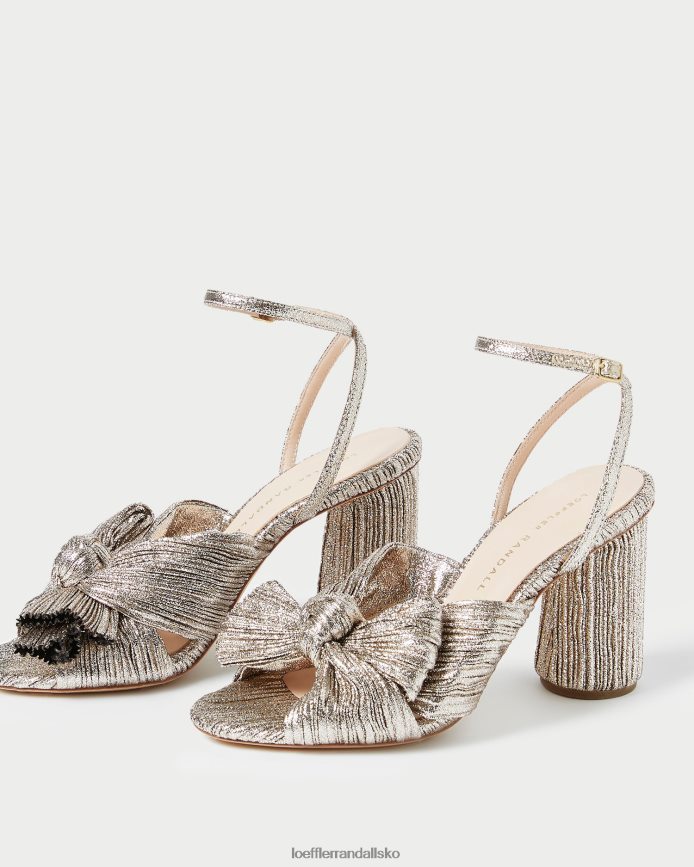 Kvinder Loeffler Randall camellia plisseret sløjfehæl champagne sko P64XZ464