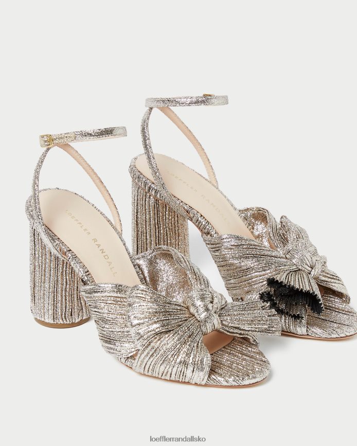 Kvinder Loeffler Randall camellia plisseret sløjfehæl champagne sko P64XZ464