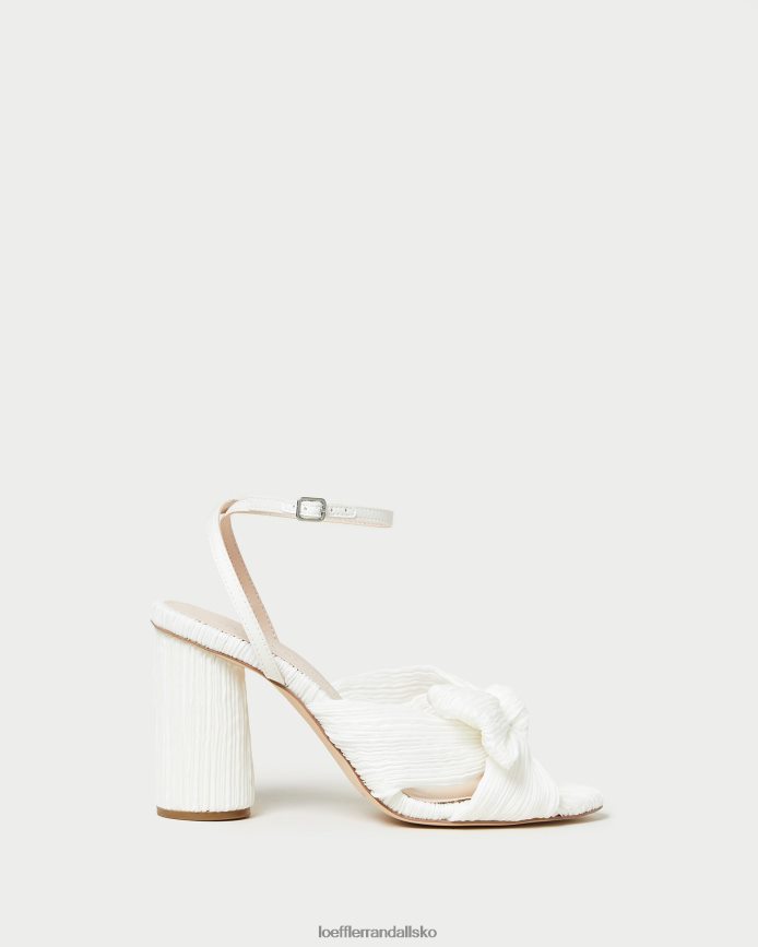 Kvinder Loeffler Randall camellia plisseret sløjfehæl hvid sko P64XZ432