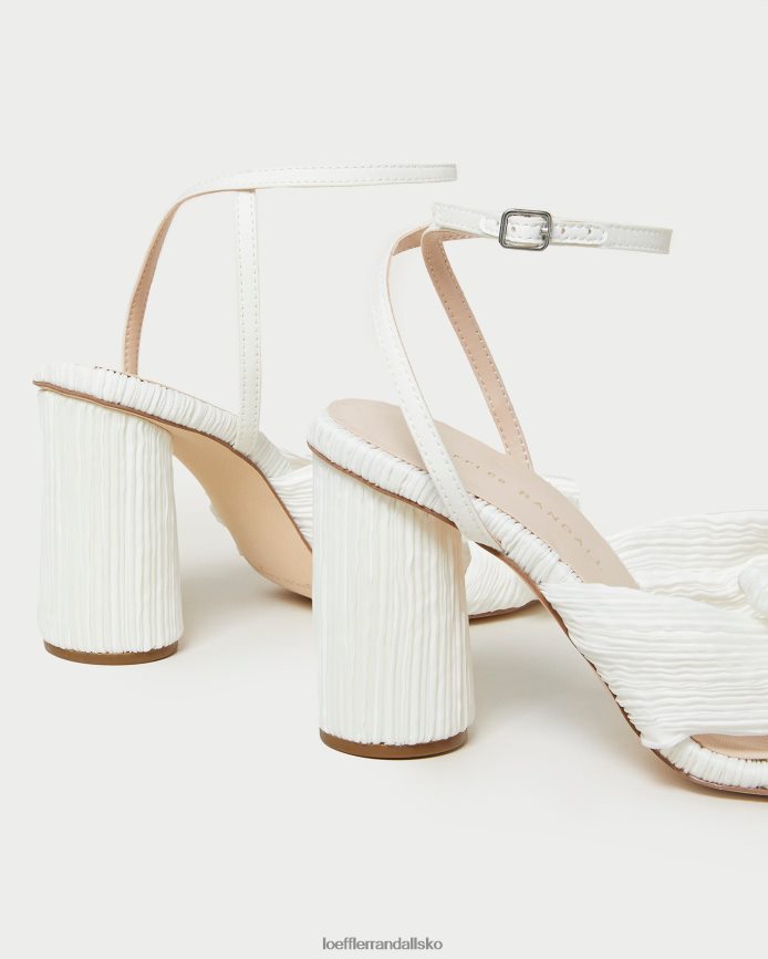 Kvinder Loeffler Randall camellia plisseret sløjfehæl hvid sko P64XZ432