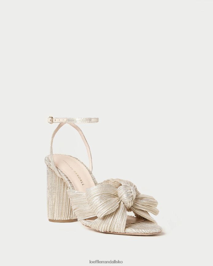 Kvinder Loeffler Randall camellia plisseret sløjfehæl platin sko P64XZ43