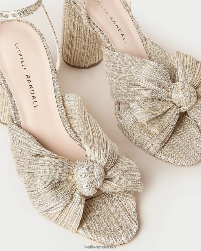 Kvinder Loeffler Randall camellia plisseret sløjfehæl platin sko P64XZ43