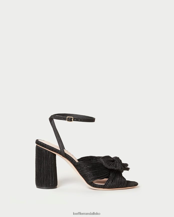 Kvinder Loeffler Randall camellia plisseret sløjfehæl sort sko P64XZ417