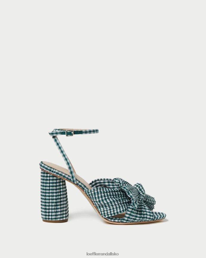 Kvinder Loeffler Randall camellia sløjfehæl mini grøn gingham sko P64XZ496