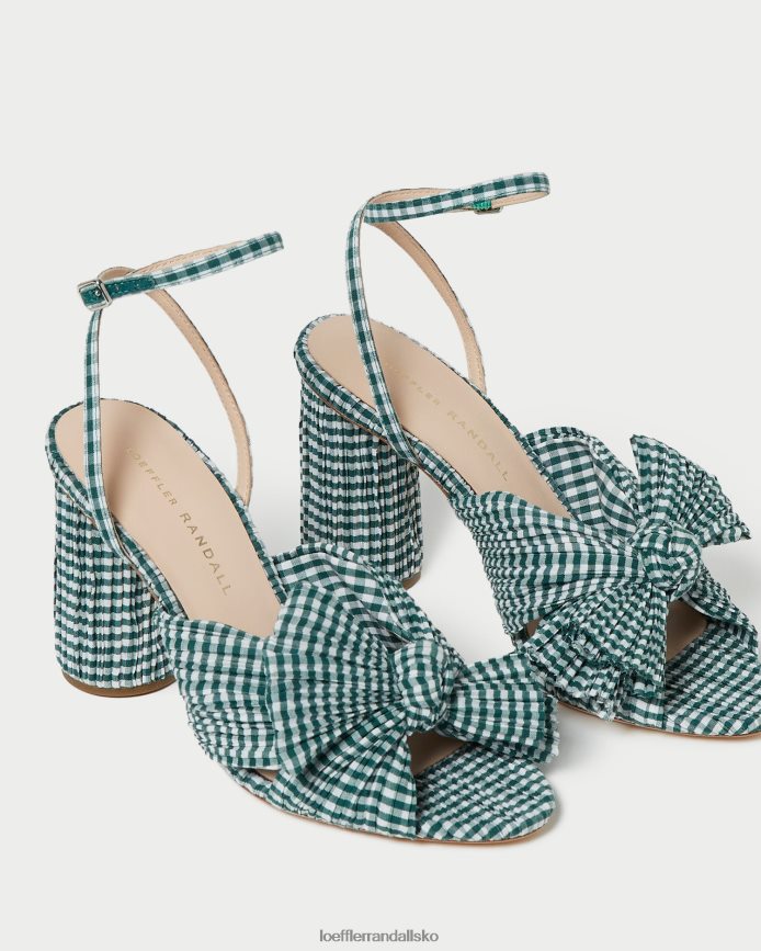 Kvinder Loeffler Randall camellia sløjfehæl mini grøn gingham sko P64XZ496