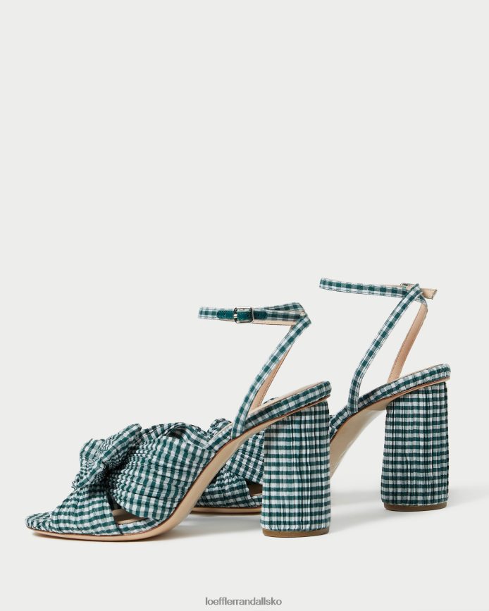Kvinder Loeffler Randall camellia sløjfehæl mini grøn gingham sko P64XZ496