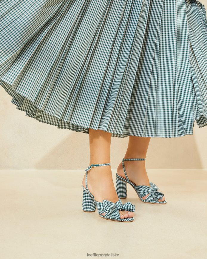 Kvinder Loeffler Randall camellia sløjfehæl mini grøn gingham sko P64XZ496
