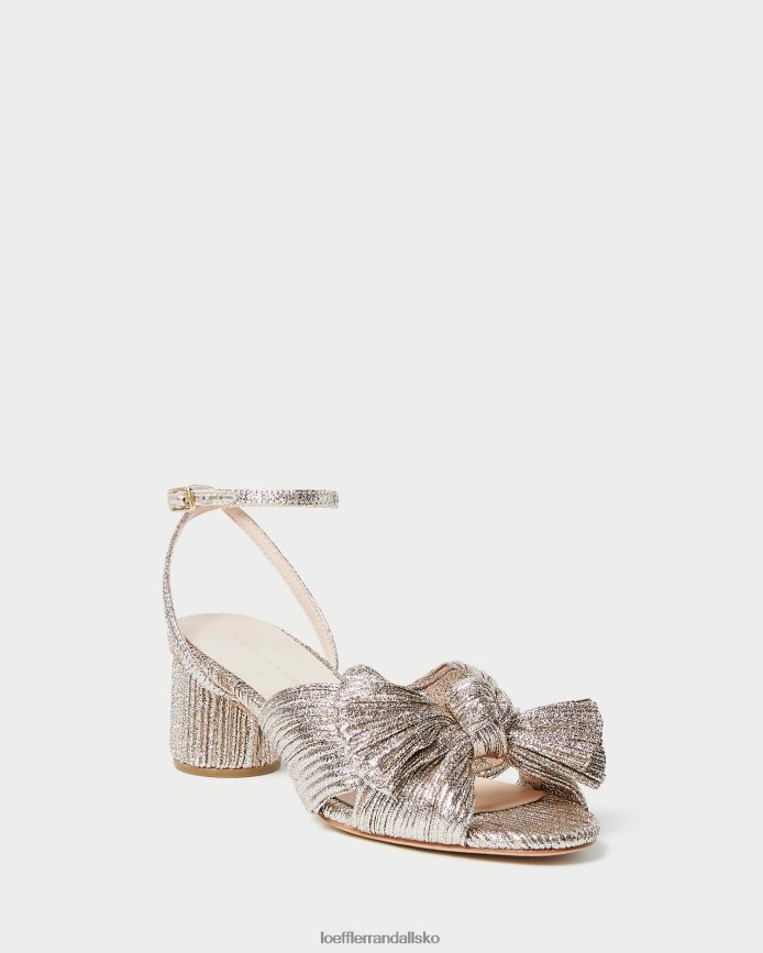 Kvinder Loeffler Randall dahlia plisseret sløjfehæl champagne sko P64XZ453
